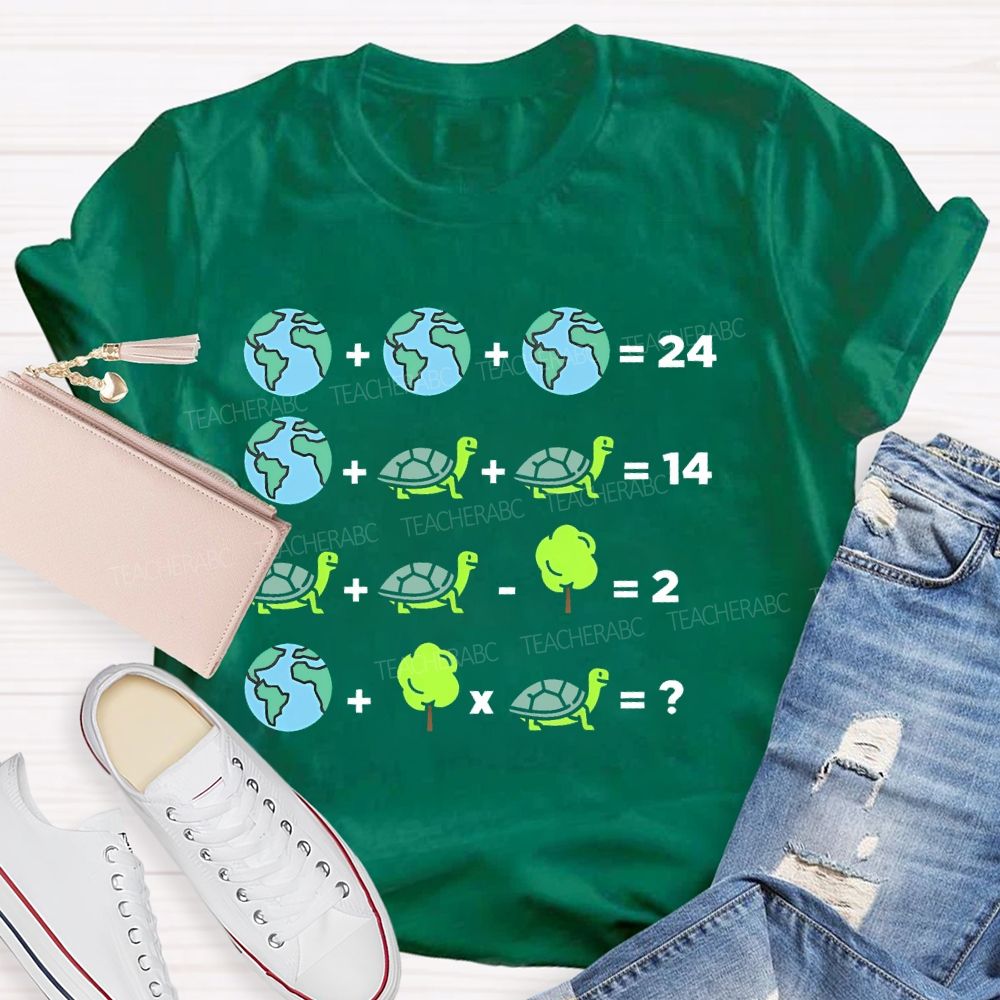 Earth Day Sea Turtle Graphic  Teacher T-shirt