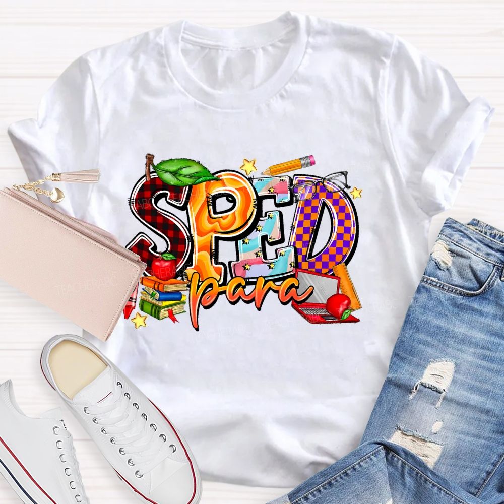 Sped Para Pattern  Teacher T-shirt