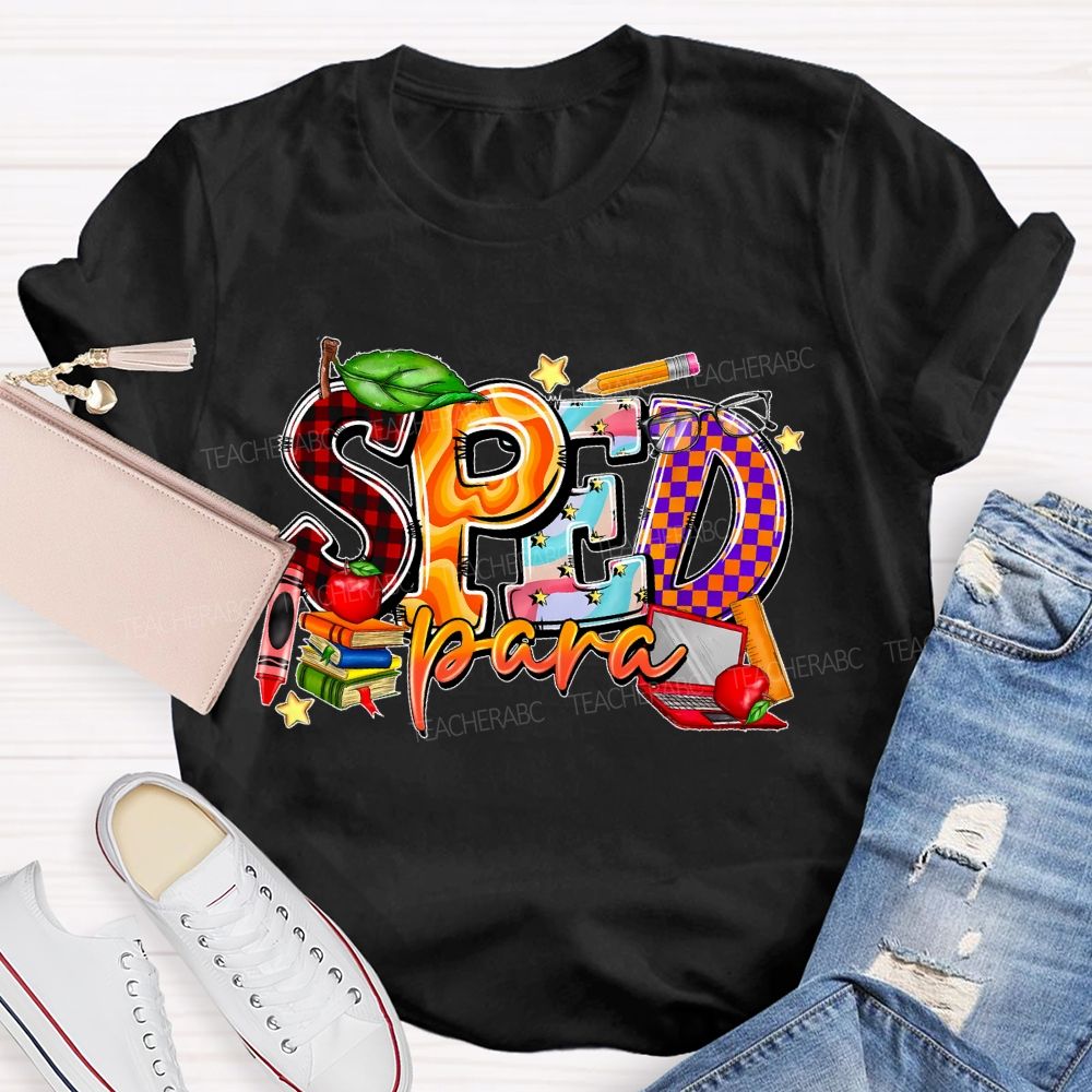 Sped Para Pattern  Teacher T-shirt