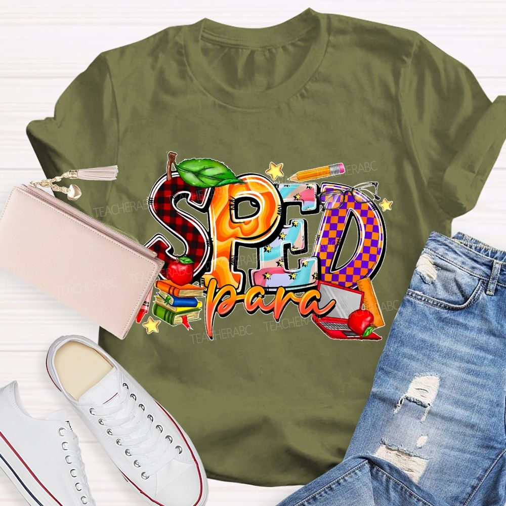 Sped Para Pattern  Teacher T-shirt