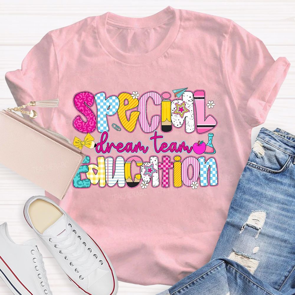 Special Dream Team Education Bow Pencil Teacher T-shirt