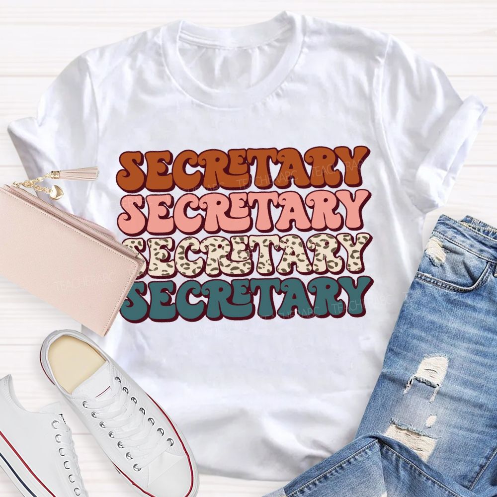 School Secretary Colored Fonts Teacher T-shirt