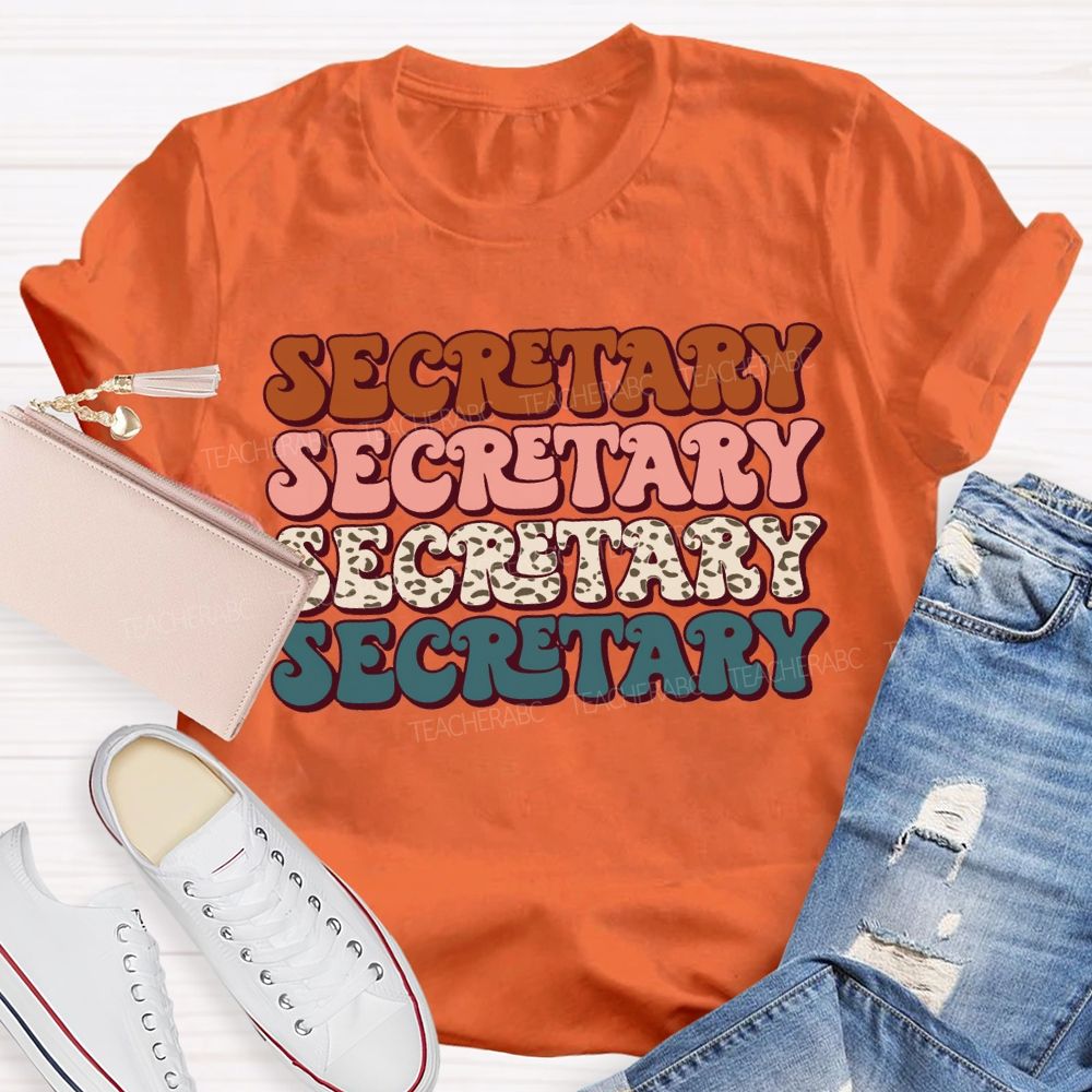 School Secretary Colored Fonts Teacher T-shirt