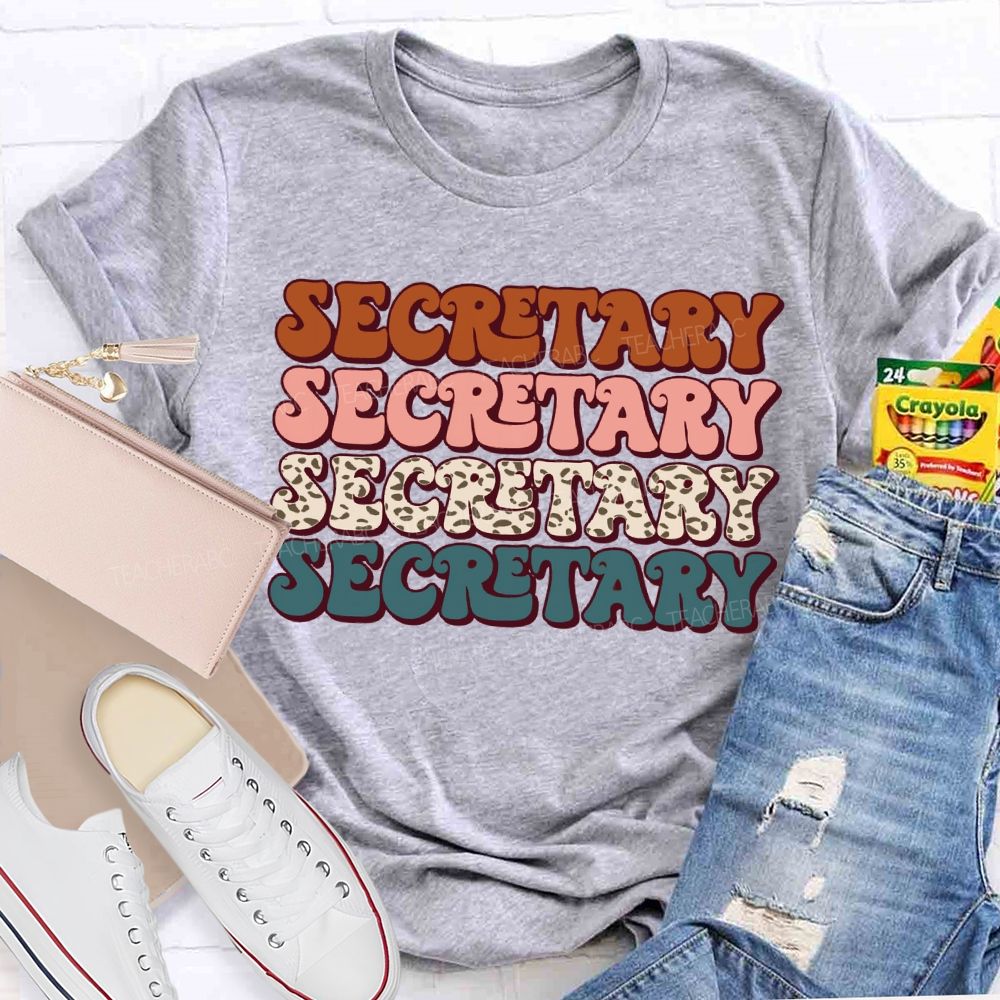 School Secretary Colored Fonts Teacher T-shirt