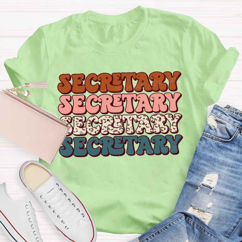 School Secretary Colored Fonts Teacher T-shirt