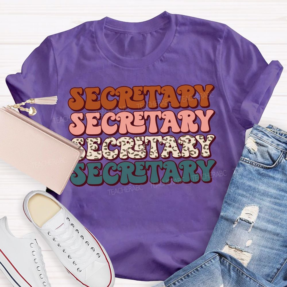 School Secretary Colored Fonts Teacher T-shirt