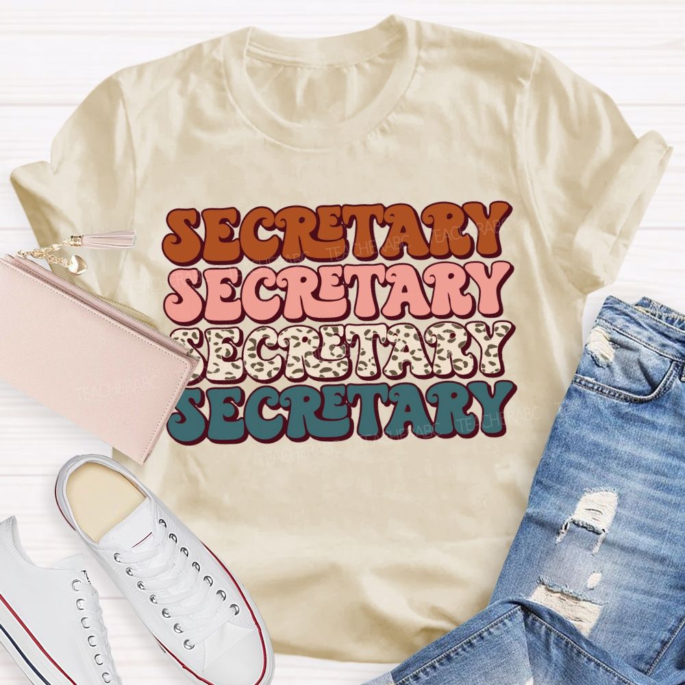 School Secretary Colored Fonts Teacher T-shirt