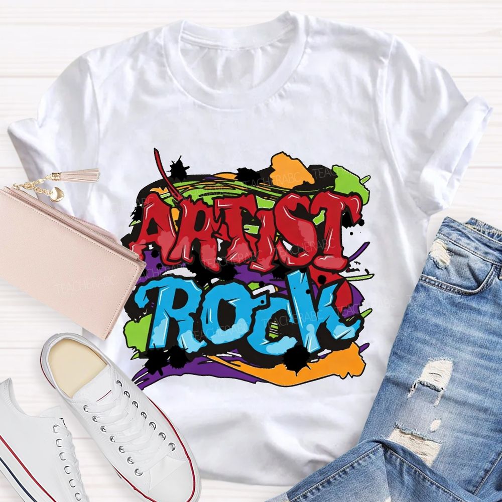 Artist Rock Colorful Tie-Dye Prints Art Teacher T-shirt