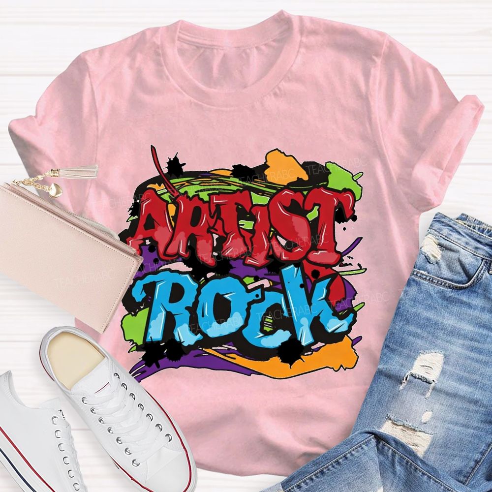 Artist Rock Colorful Tie-Dye Prints Art Teacher T-shirt