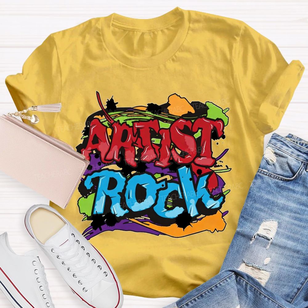 Artist Rock Colorful Tie-Dye Prints Art Teacher T-shirt