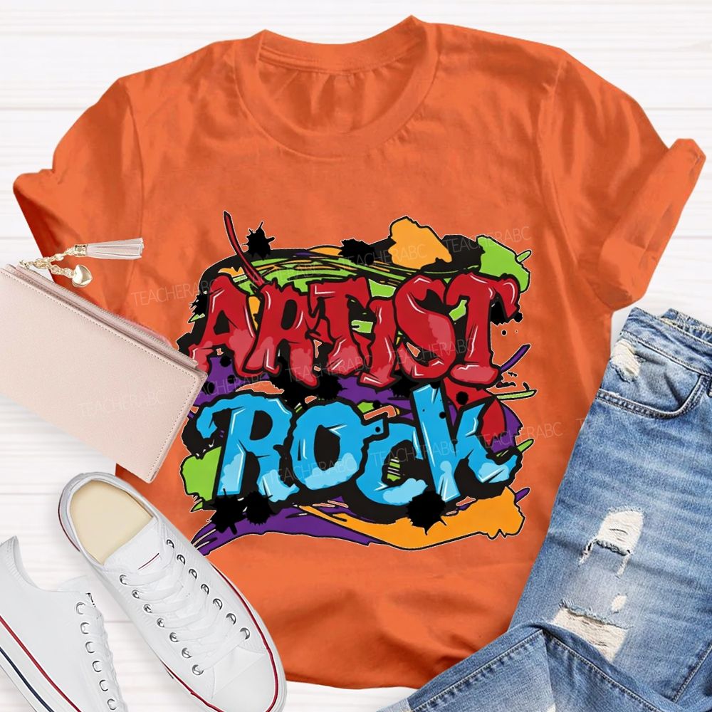 Artist Rock Colorful Tie-Dye Prints Art Teacher T-shirt