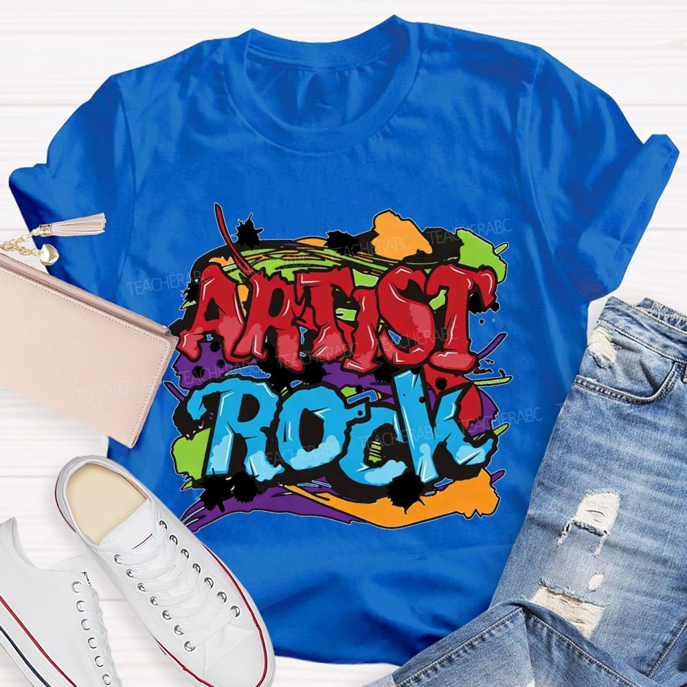 Artist Rock Colorful Tie-Dye Prints Art Teacher T-shirt