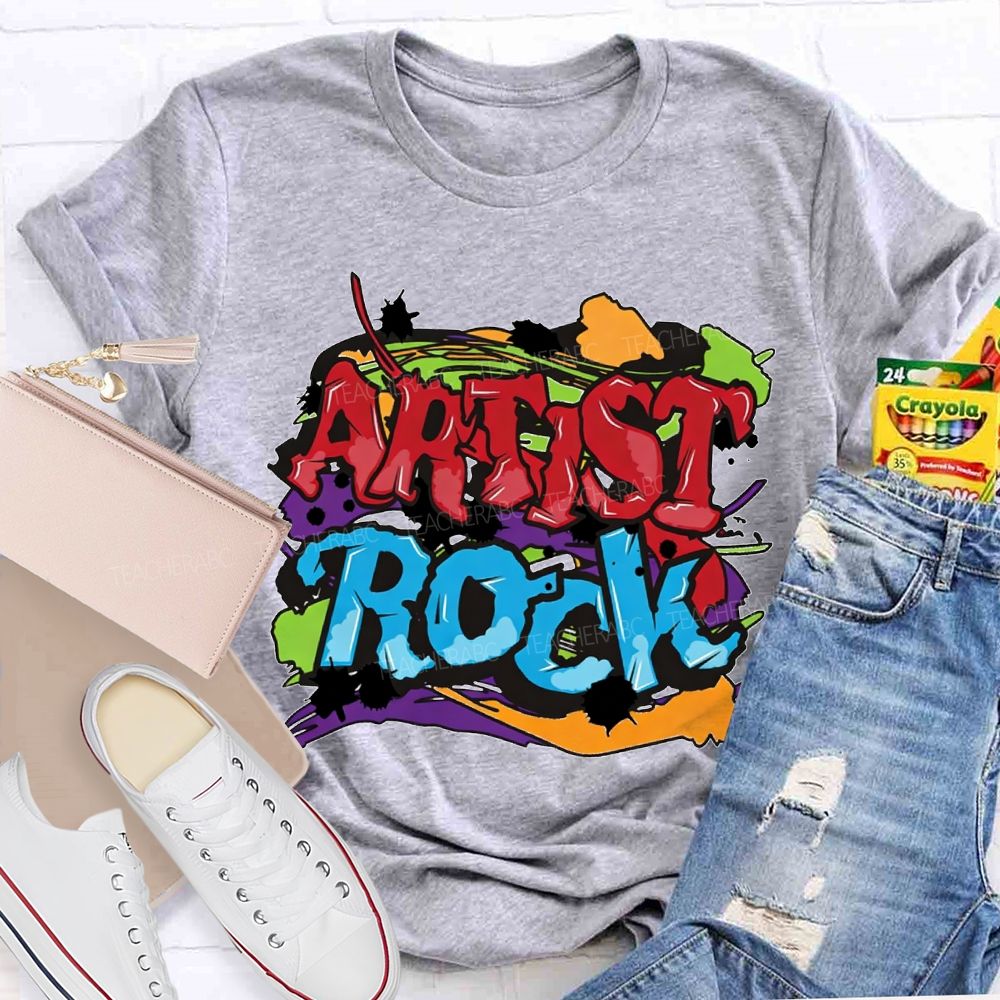 Artist Rock Colorful Tie-Dye Prints Art Teacher T-shirt