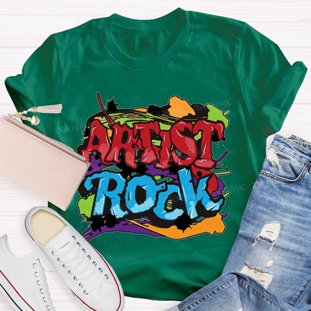 Artist Rock Colorful Tie-Dye Prints Art Teacher T-shirt