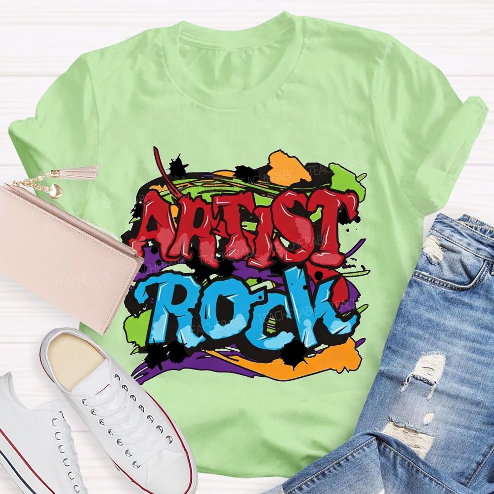 Artist Rock Colorful Tie-Dye Prints Art Teacher T-shirt