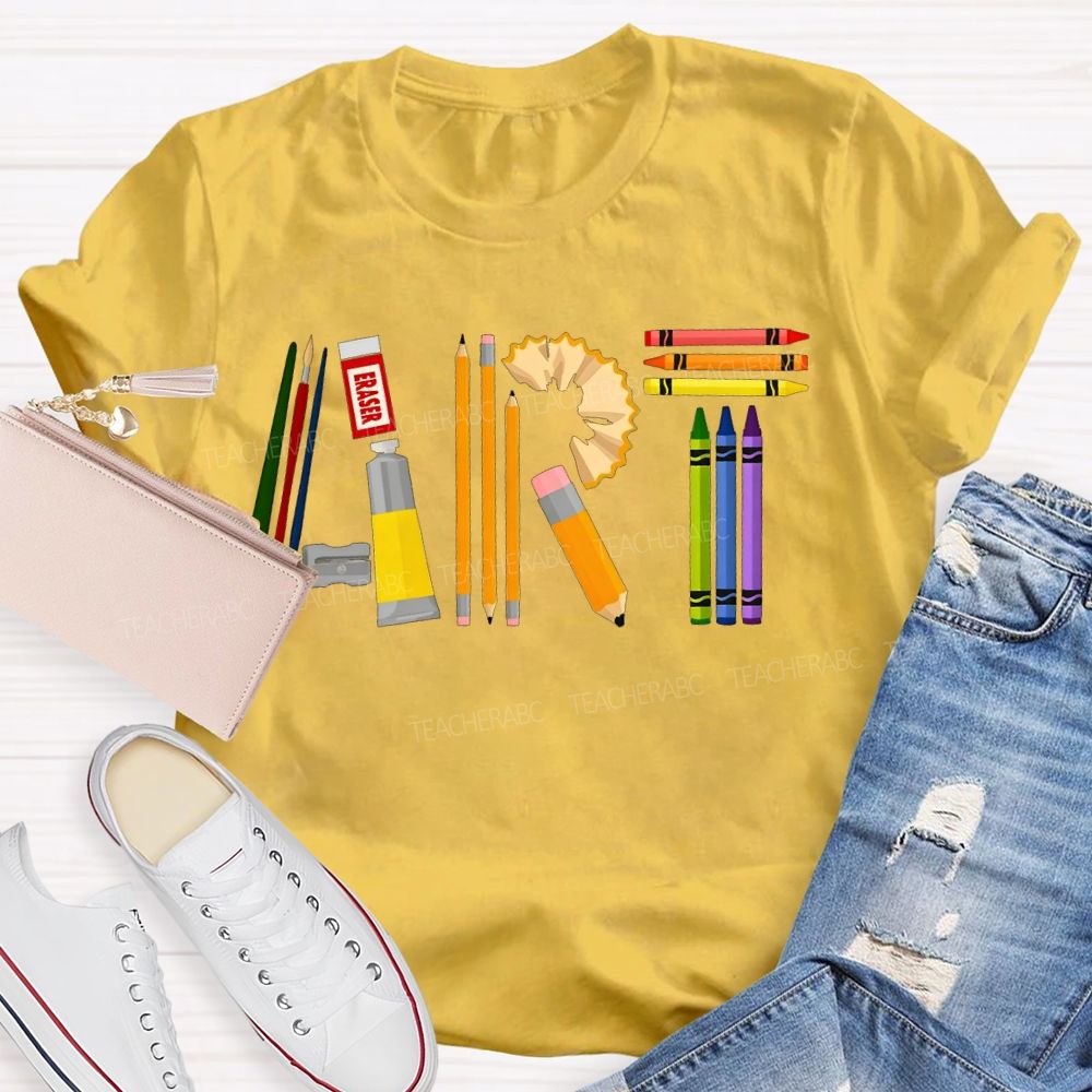 Creating Art Colored Crayons Art Teacher T-shirt