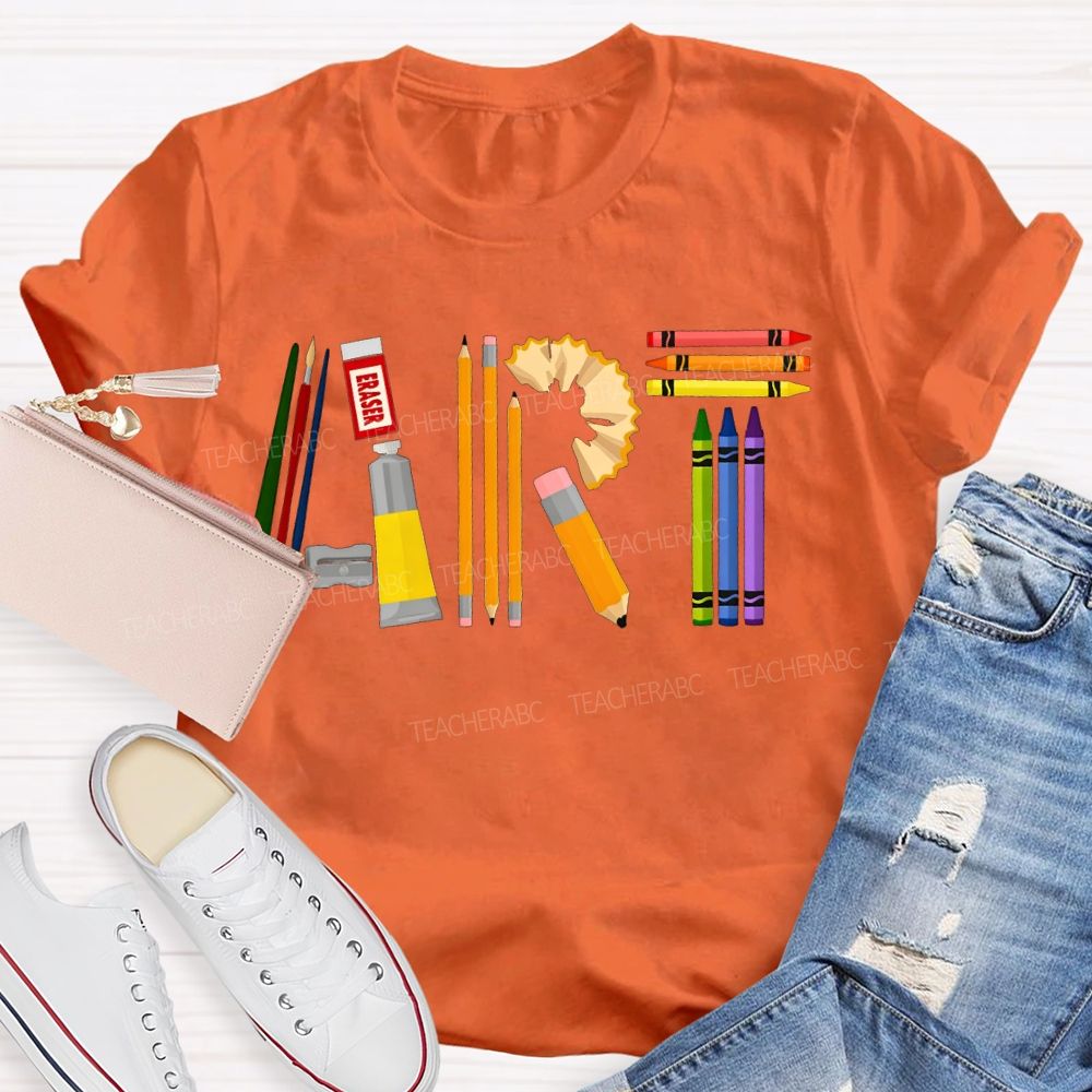 Creating Art Colored Crayons Art Teacher T-shirt