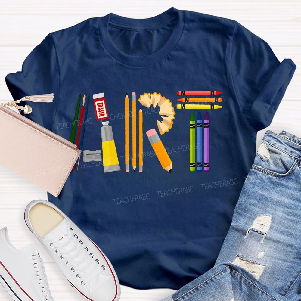 Creating Art Colored Crayons Art Teacher T-shirt