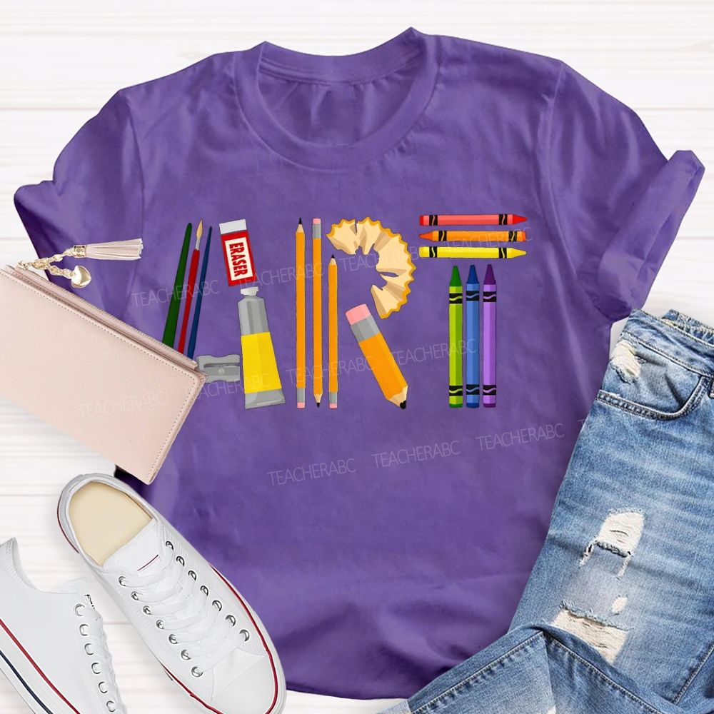 Creating Art Colored Crayons Art Teacher T-shirt