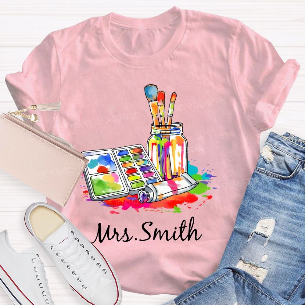 Personalized Art Teacher Name Palette Teacher T-shirt