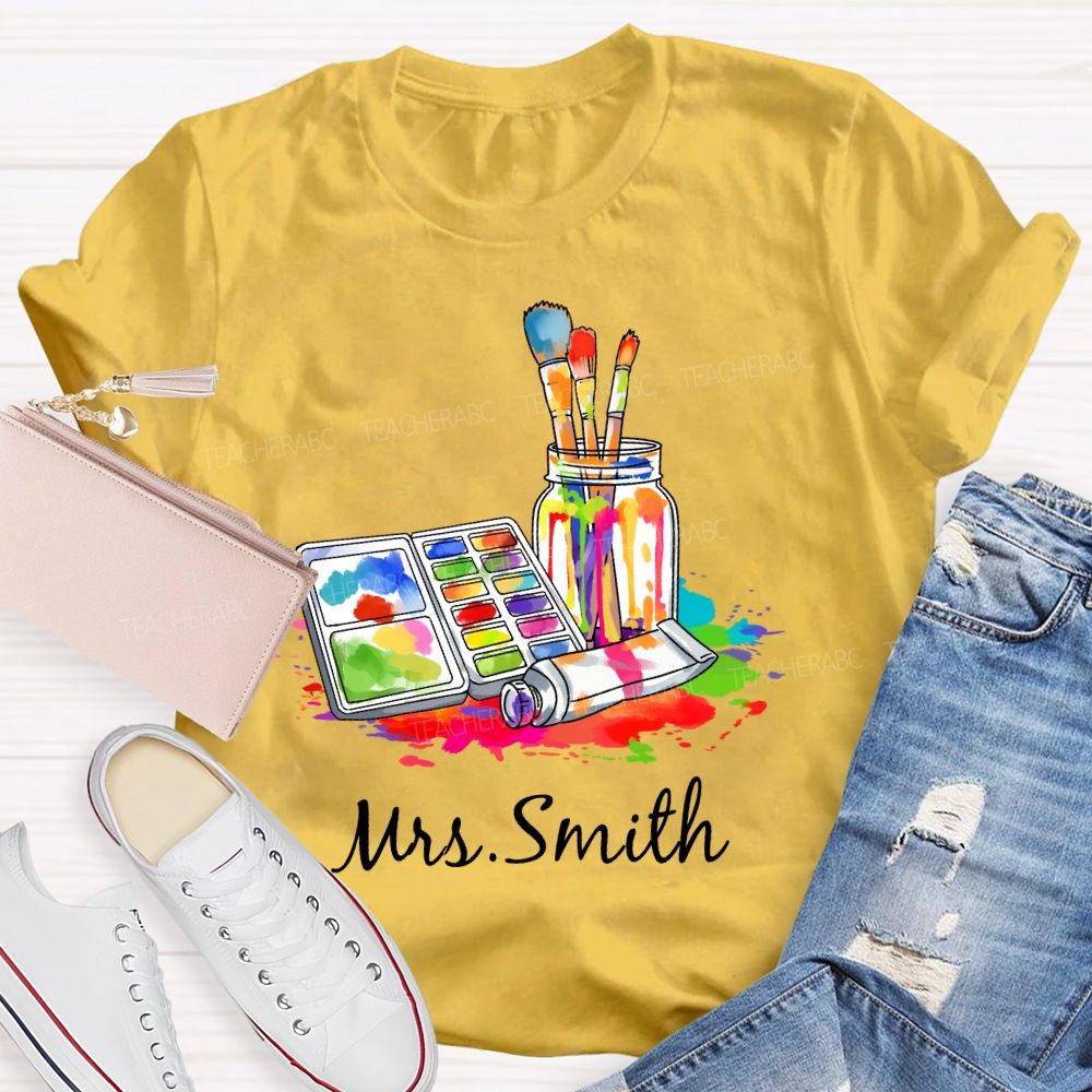 Personalized Art Teacher Name Palette Teacher T-shirt
