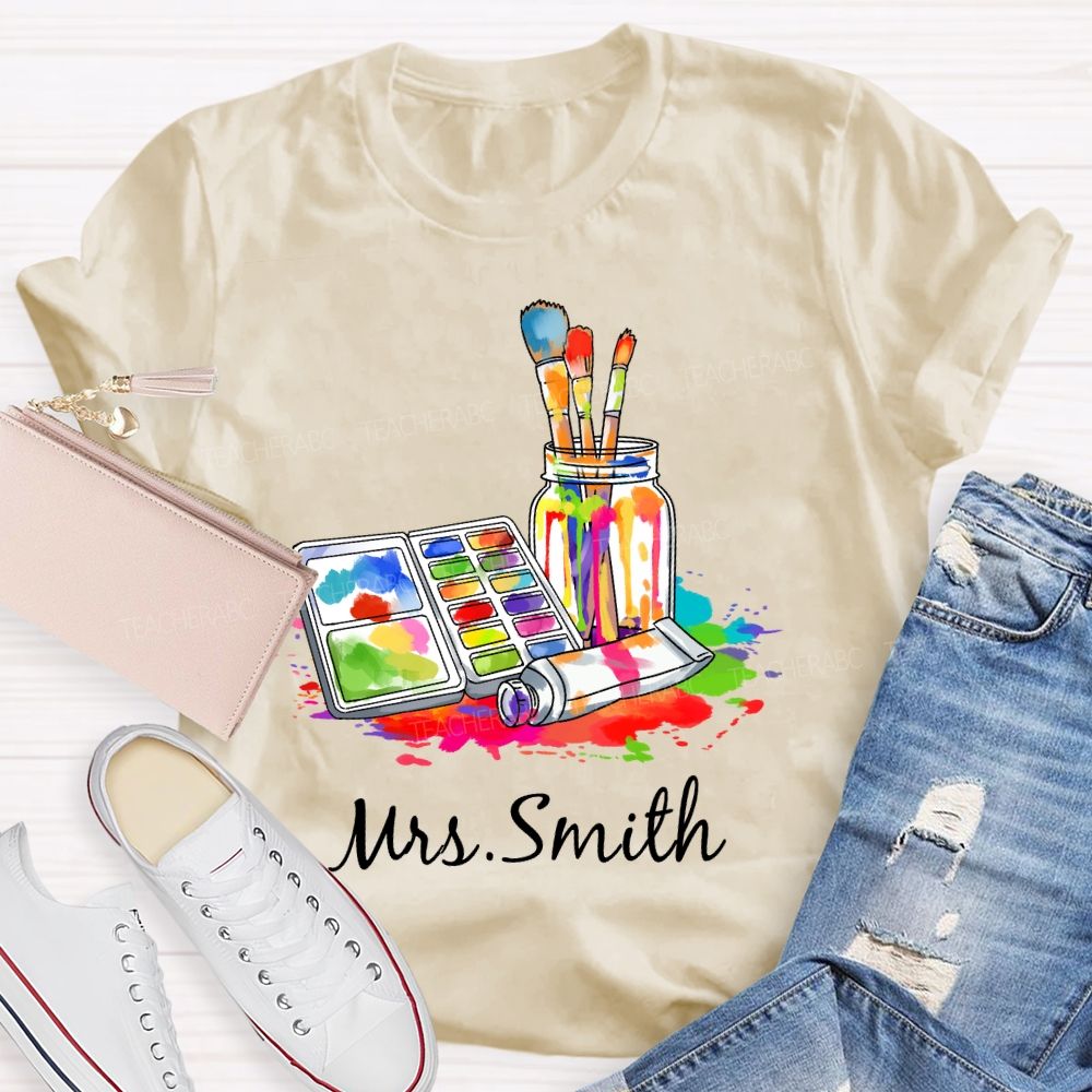 Personalized Art Teacher Name Palette Teacher T-shirt