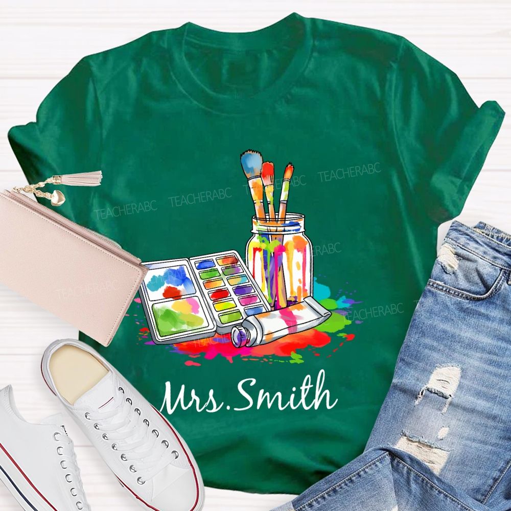 Personalized Art Teacher Name Palette Teacher T-shirt