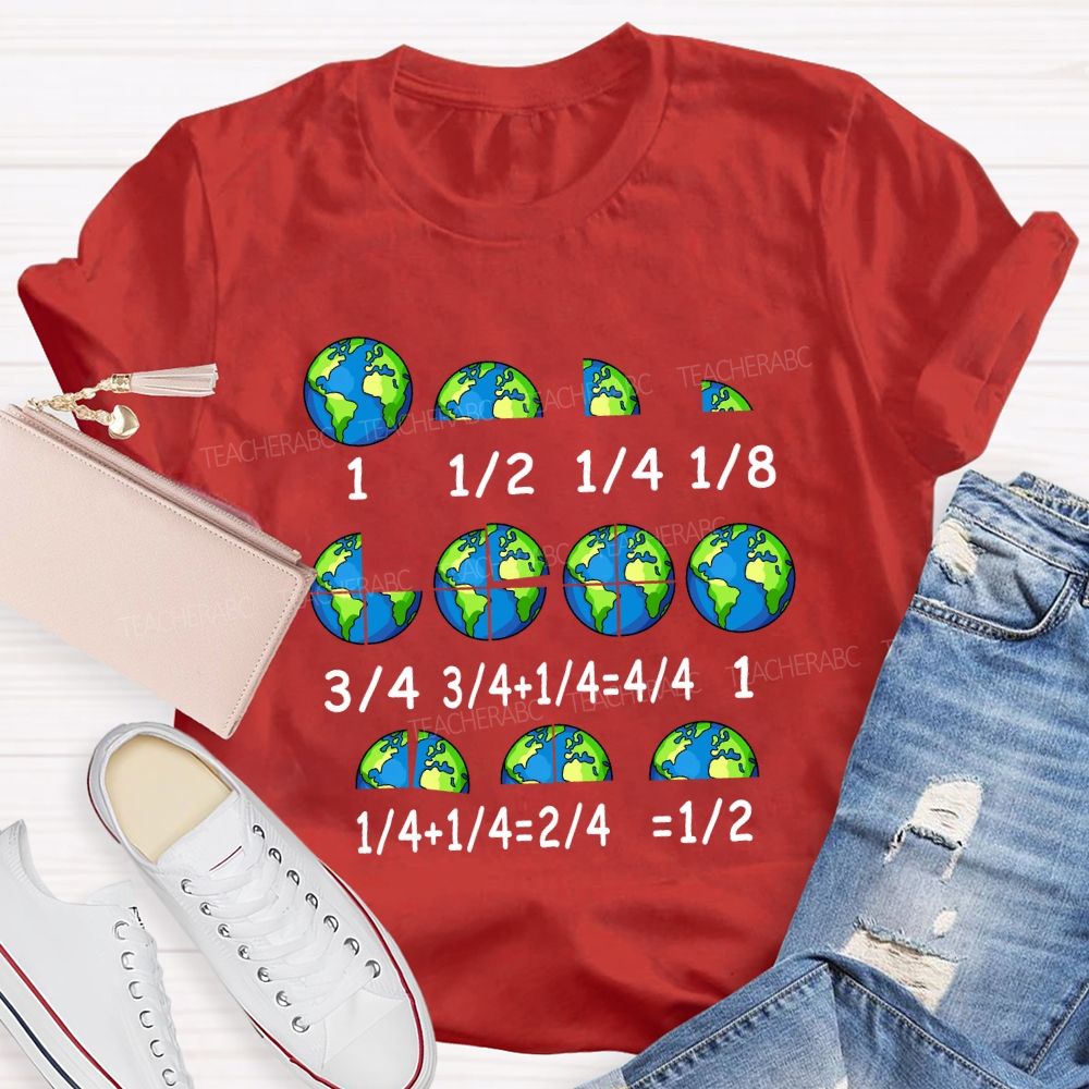 Earth Day Math Fractions Teacher T-shirt