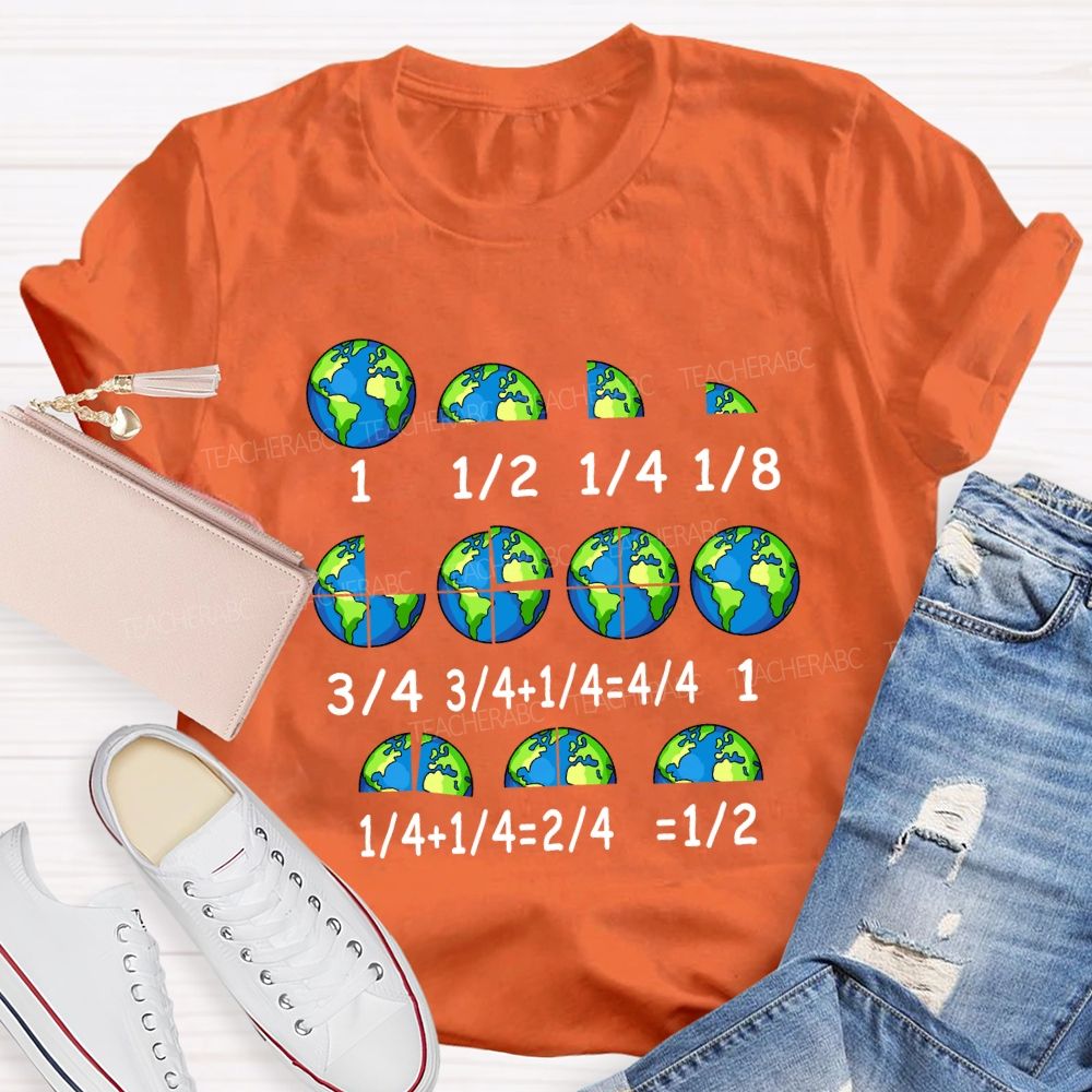 Earth Day Math Fractions Teacher T-shirt