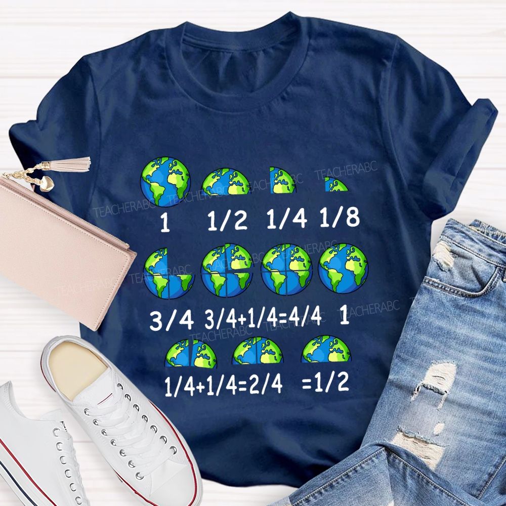 Earth Day Math Fractions Teacher T-shirt