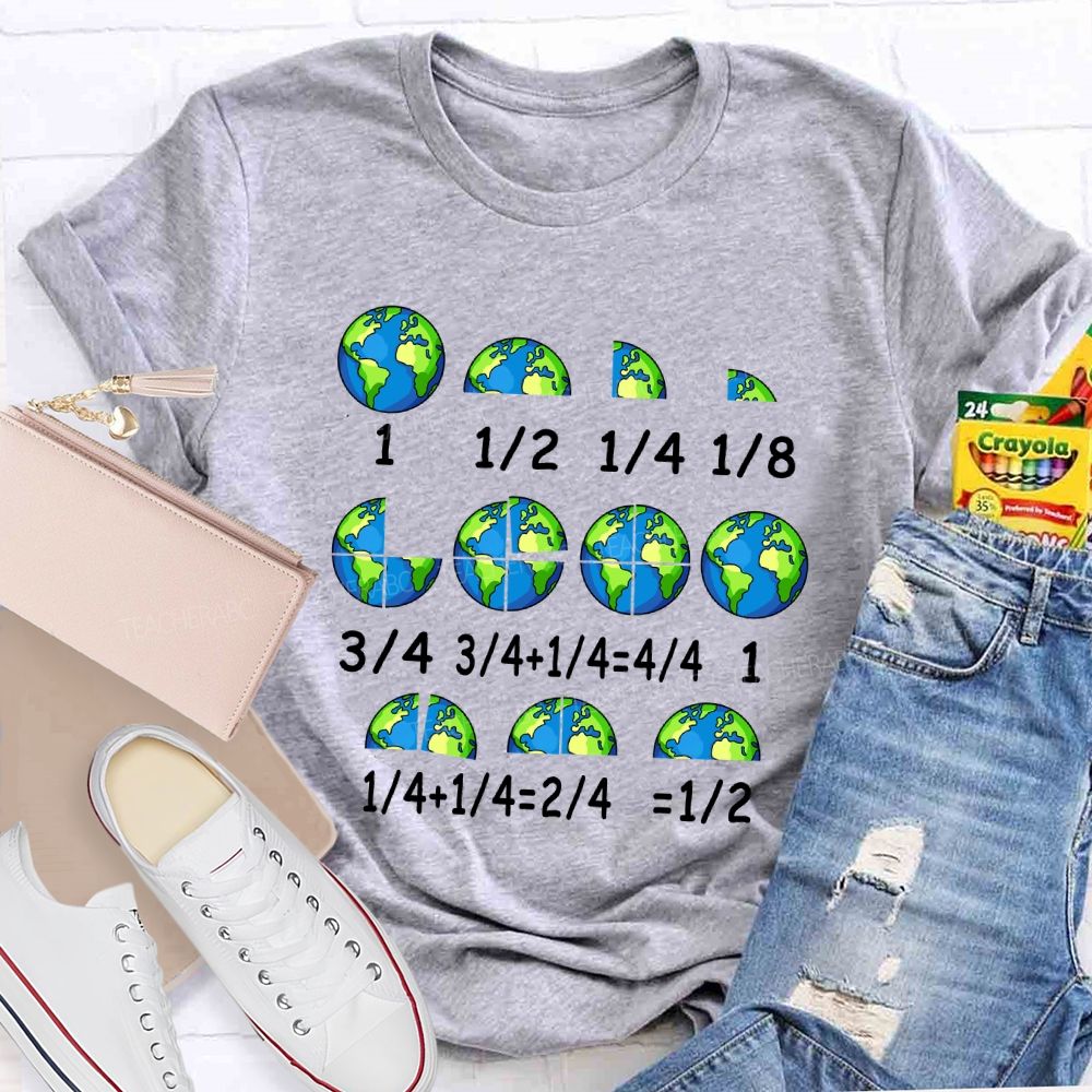 Earth Day Math Fractions Teacher T-shirt