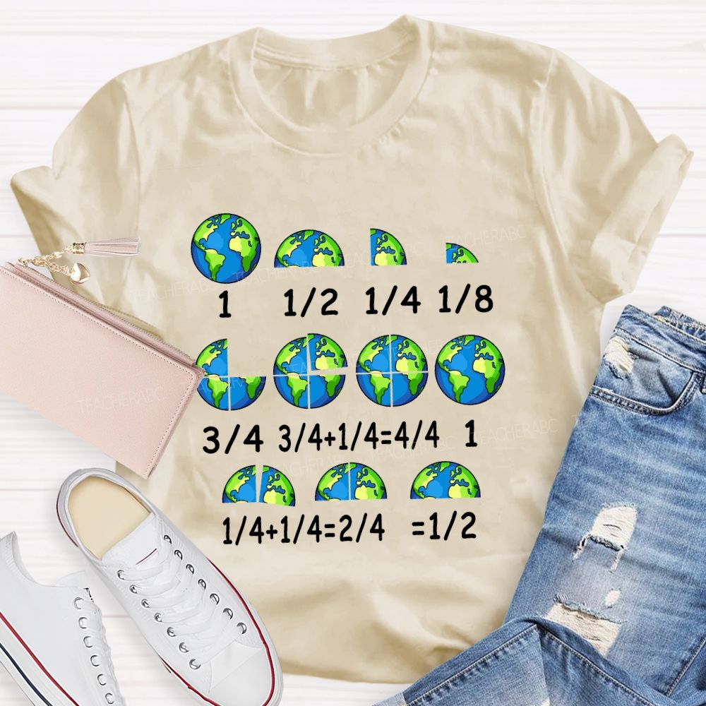Earth Day Math Fractions Teacher T-shirt