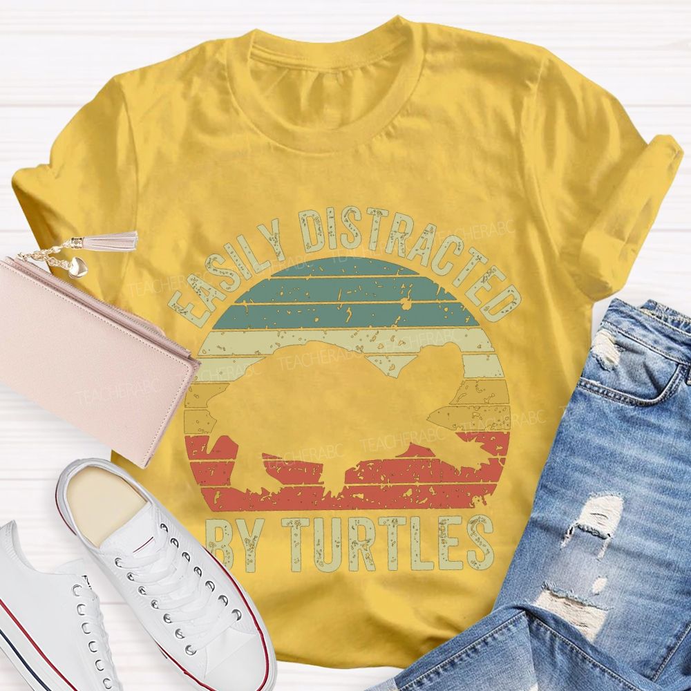 Easily Distracted By Turtles Teacher T-shirt