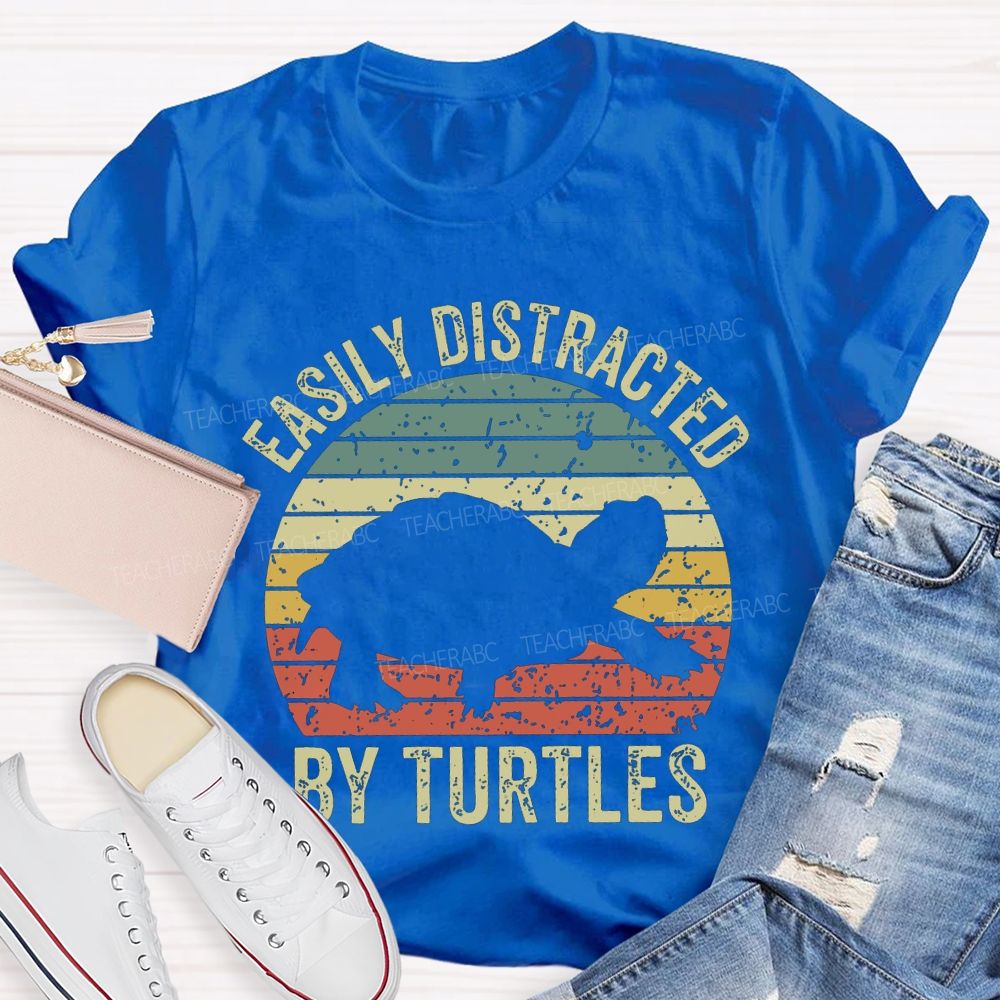 Easily Distracted By Turtles Teacher T-shirt