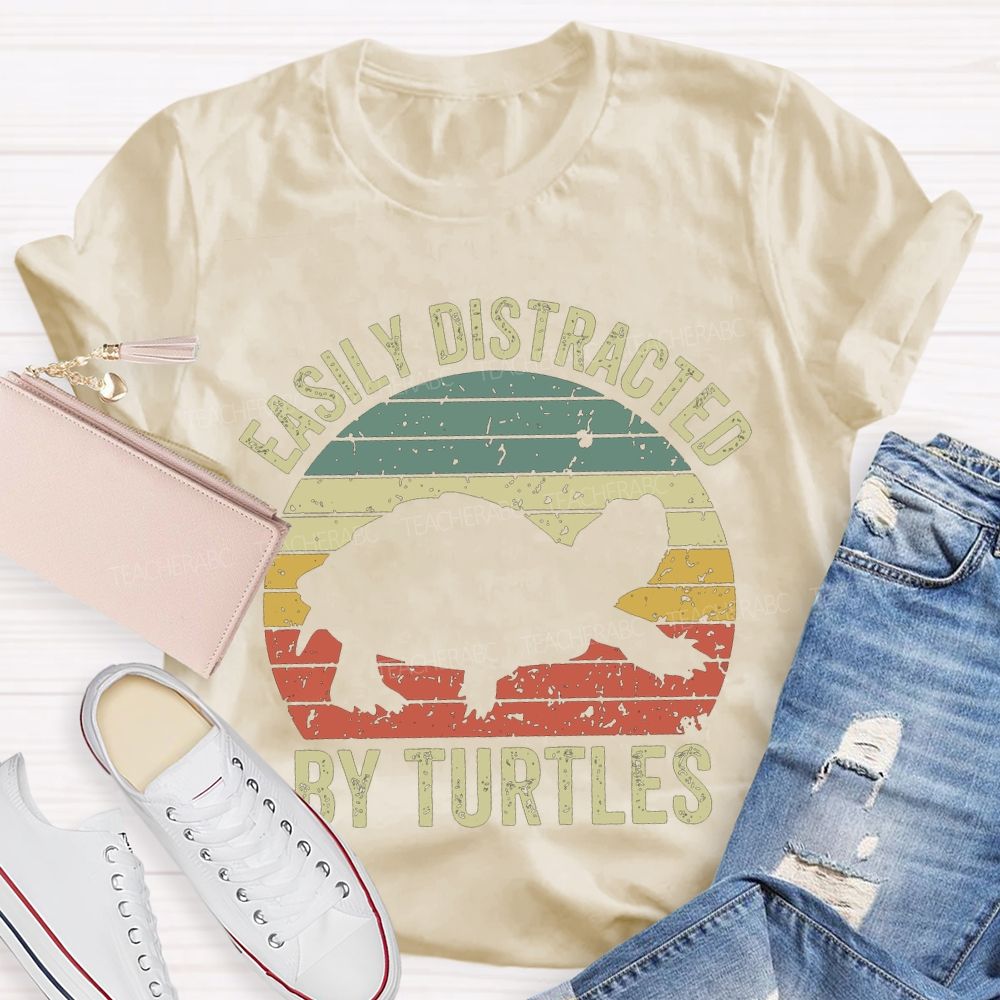 Easily Distracted By Turtles Teacher T-shirt