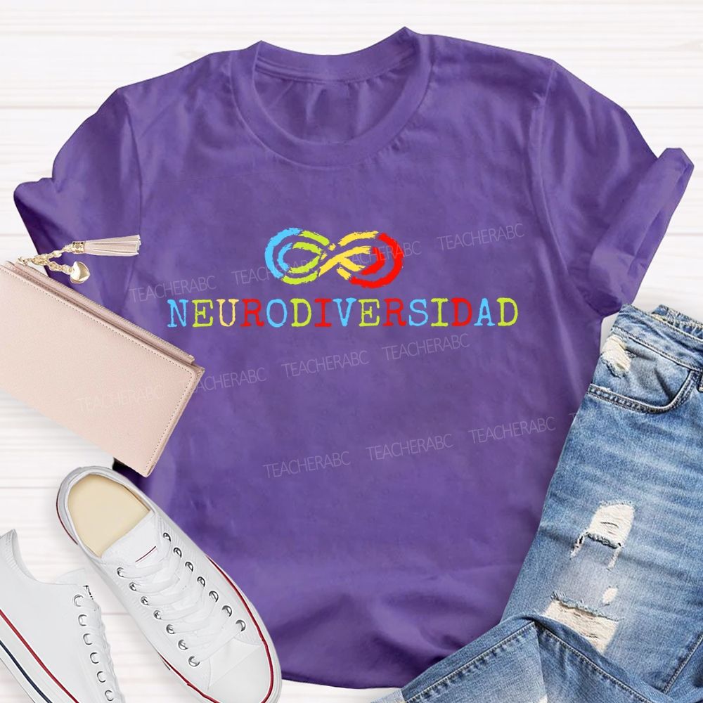 Neurodiversity Colorful Infinite Symbols  Teacher T-shirt