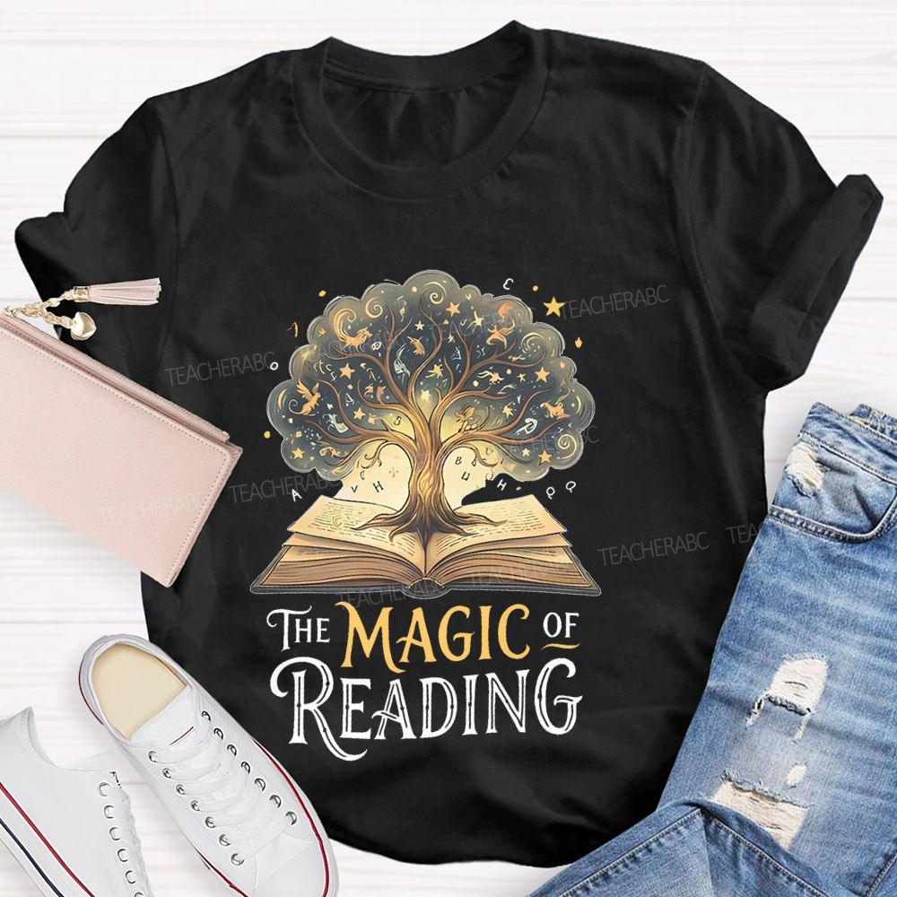 The Magic Of Reading Books Tree Teacher T-shirt