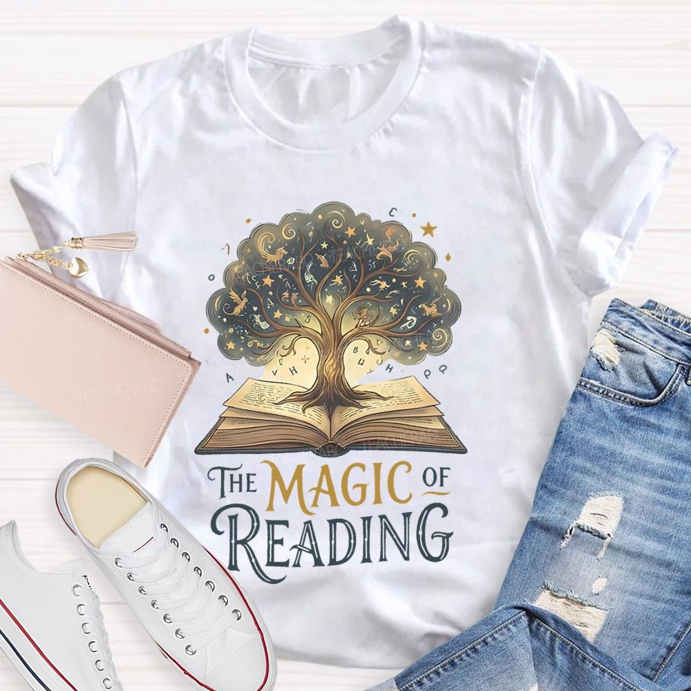 The Magic Of Reading Books Tree Teacher T-shirt