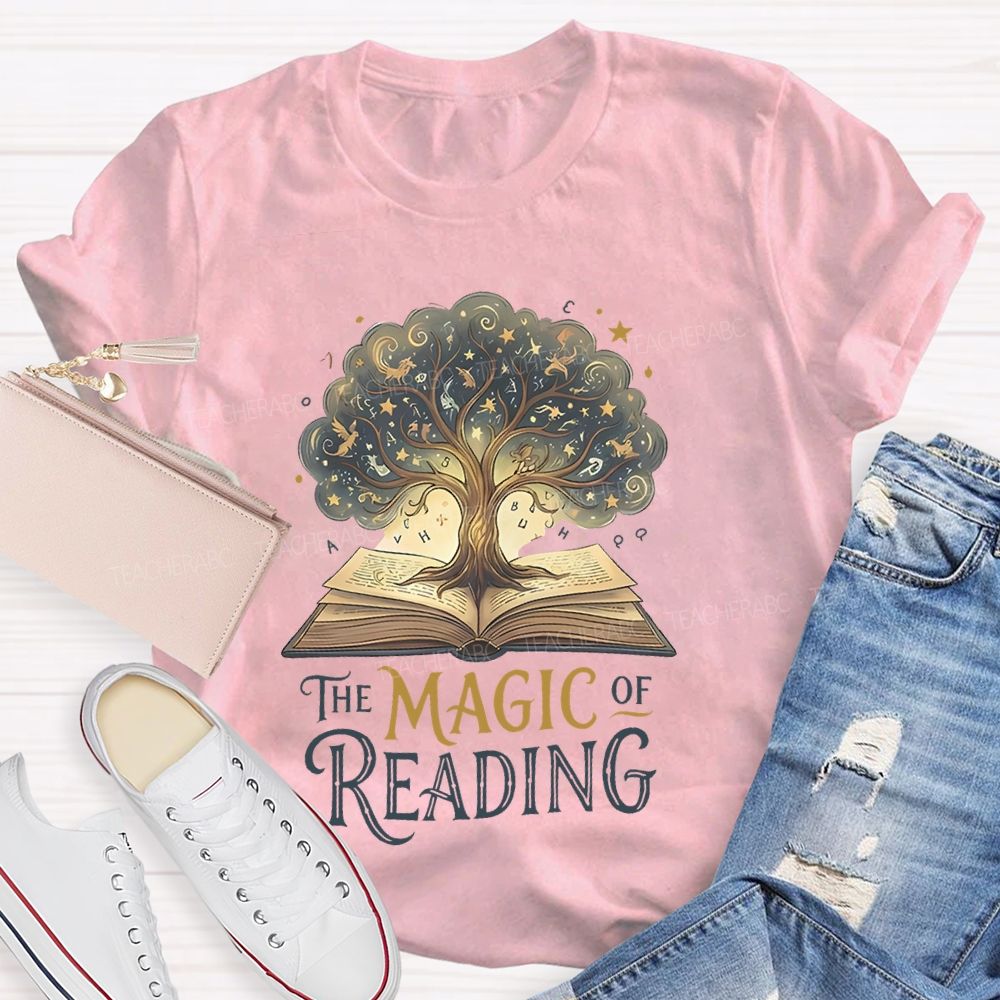 The Magic Of Reading Books Tree Teacher T-shirt