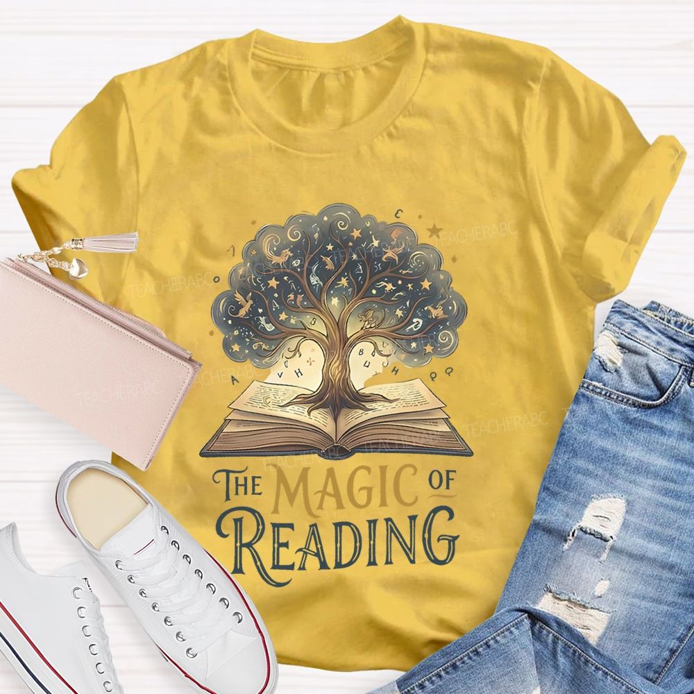 The Magic Of Reading Books Tree Teacher T-shirt