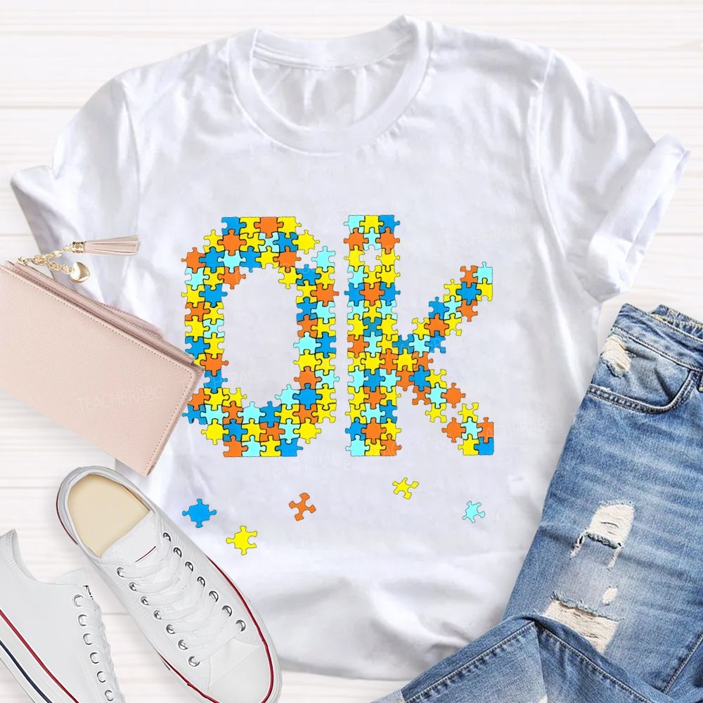 Ok Puzzle Letters Teacher T-shirt