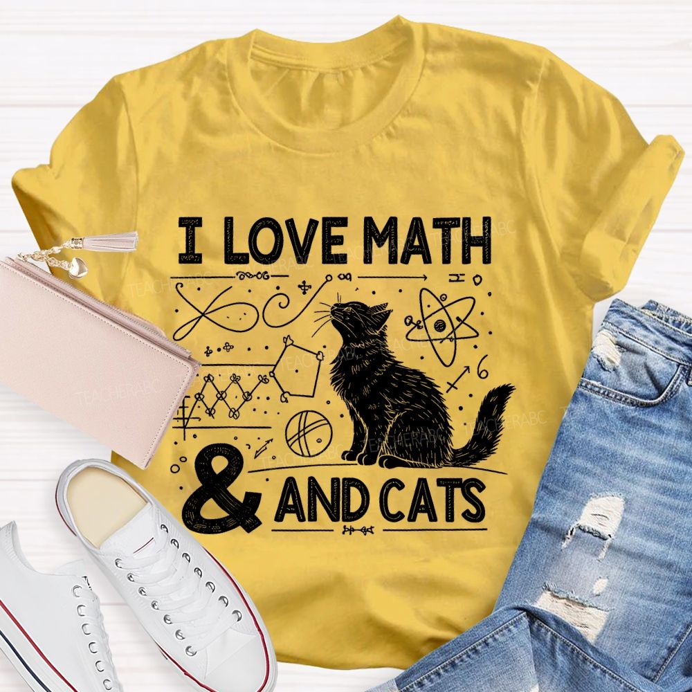 I Love Math And Cats Math Formulas  Teacher T-shirt