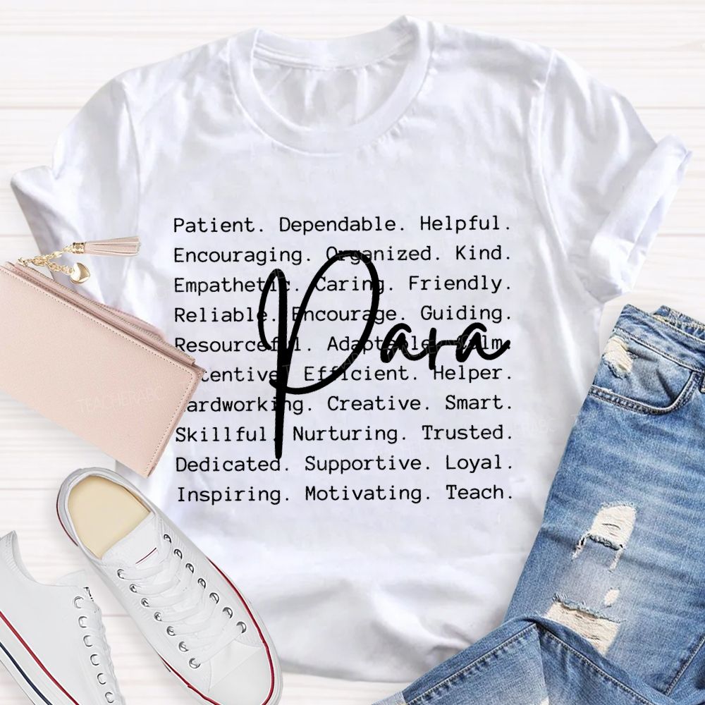 Para Letters Pattern Teacher T-shirt