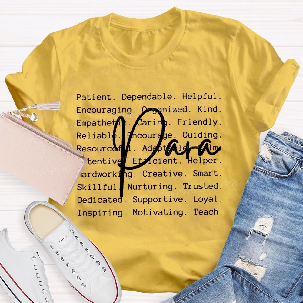 Para Letters Pattern Teacher T-shirt