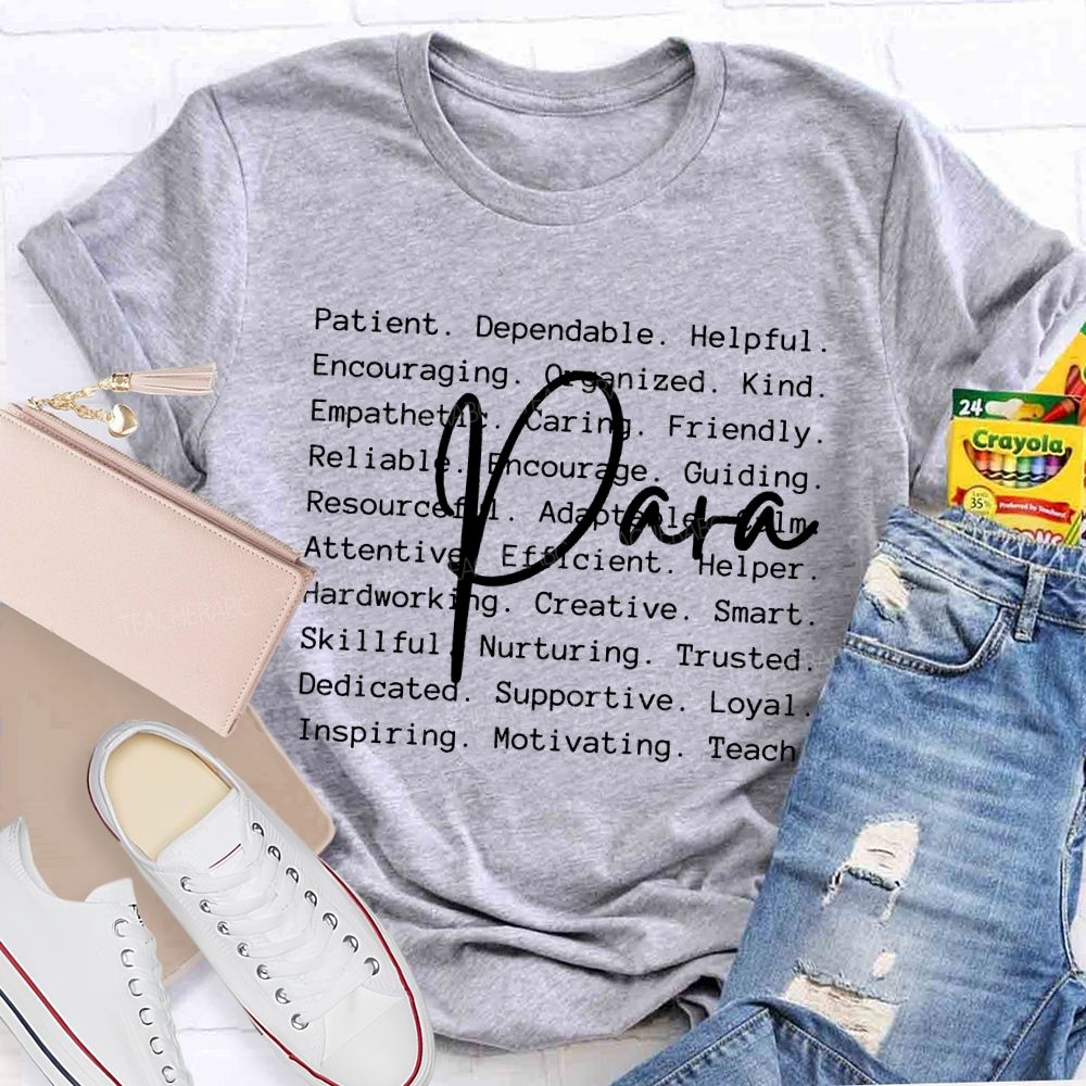 Para Letters Pattern Teacher T-shirt