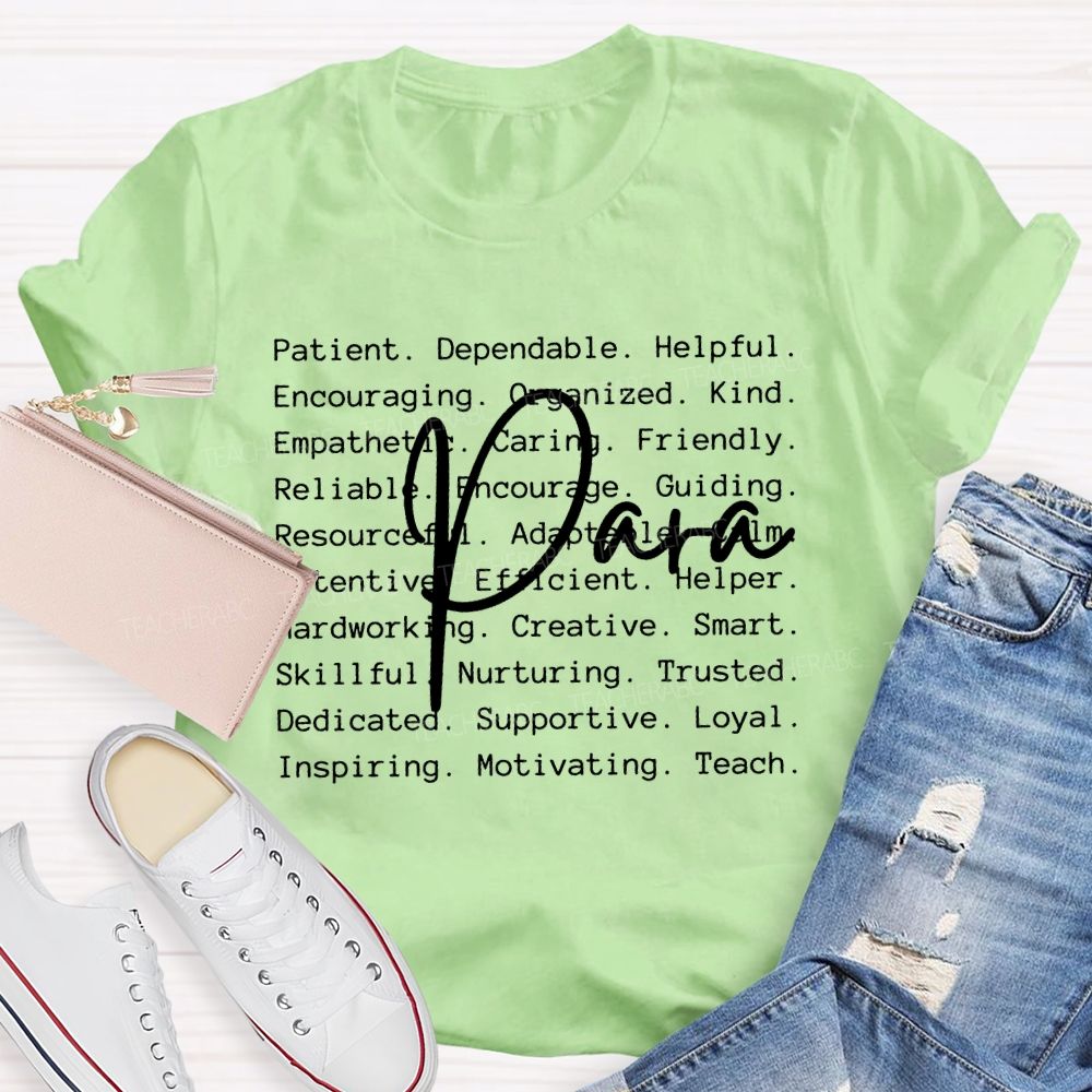 Para Letters Pattern Teacher T-shirt