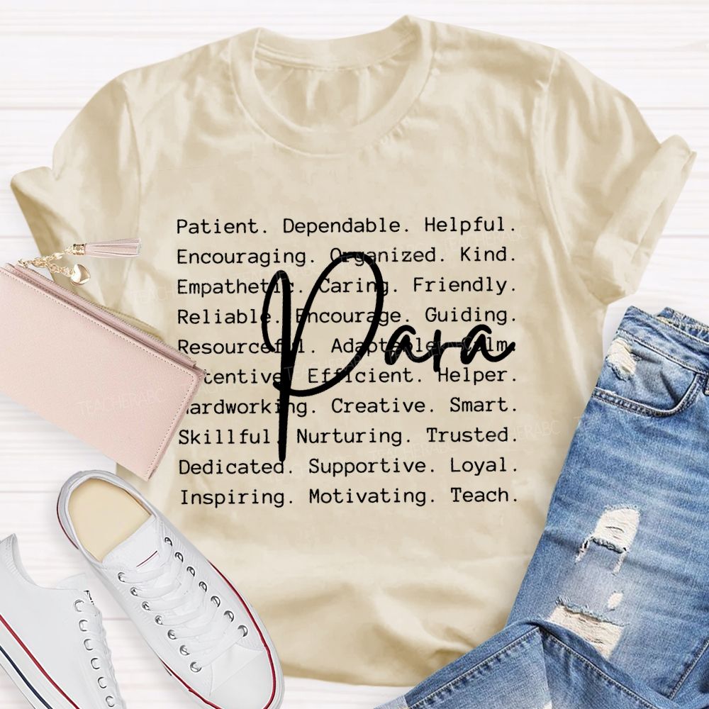 Para Letters Pattern Teacher T-shirt
