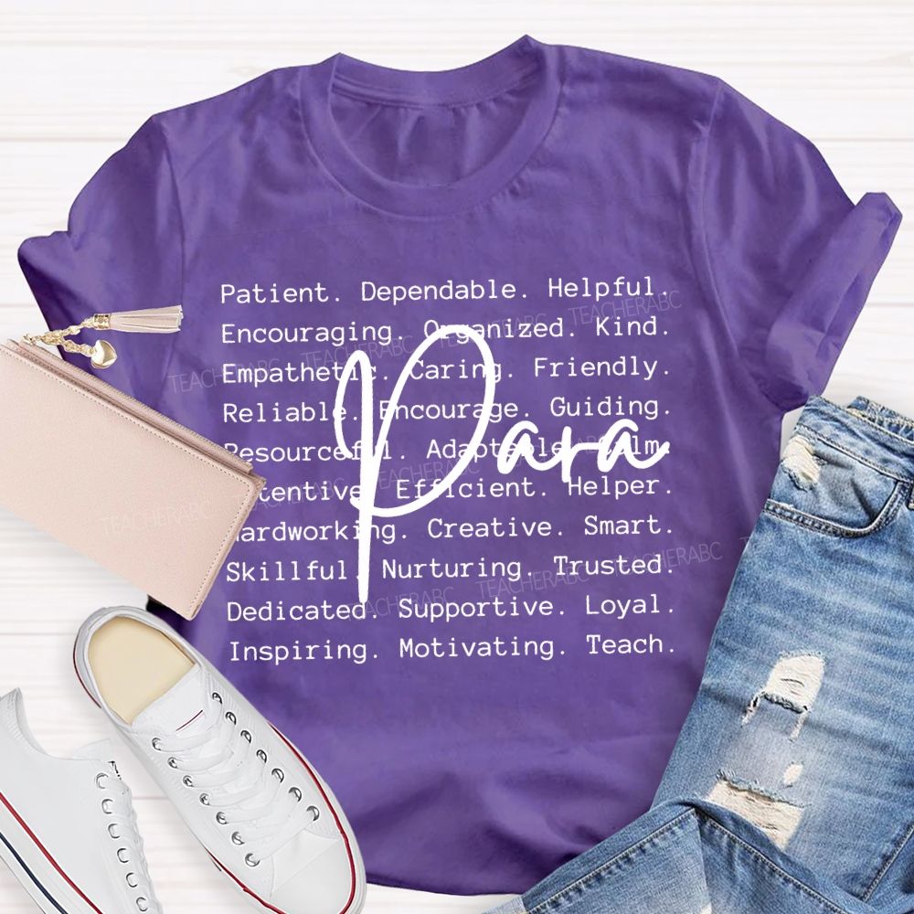 Para Letters Pattern Teacher T-shirt