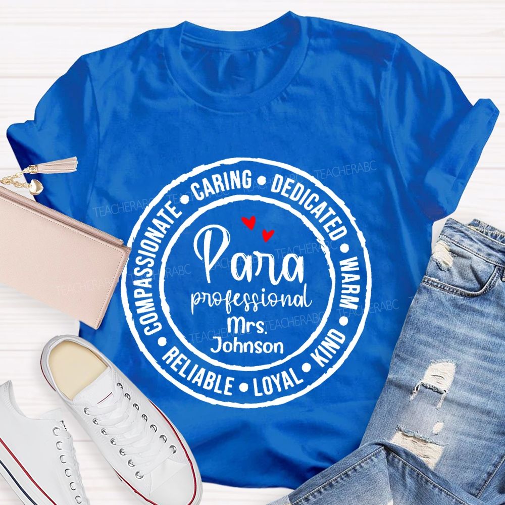 Personalized Name Para Professional Round Letters Teacher T-shirt