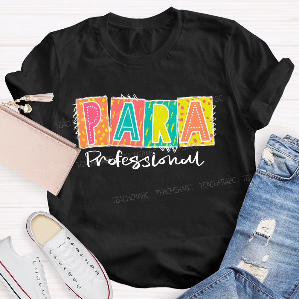 Para Professional Colorful Blocks  Teacher T-shirt